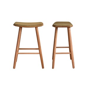 Lot de 2 tabourets teck et velours 65 cm