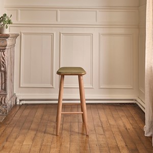 Lot de 2 tabourets teck et velours 65 cm