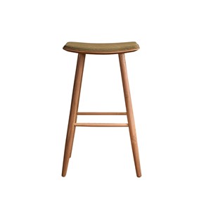 Tabouret en teck et velours cotelé 75 cm