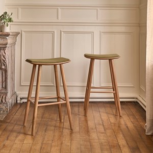 Lot de 2 tabourets teck et velours 75 cm