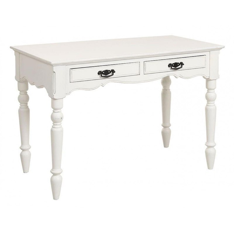 Bureau 2 tiroirs mdf blanc - romance