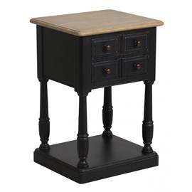 Table de chevet 2 tiroirs bois noir -