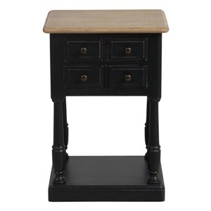 Table de chevet 2 tiroirs bois noir -