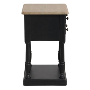 Table de chevet 2 tiroirs bois noir -