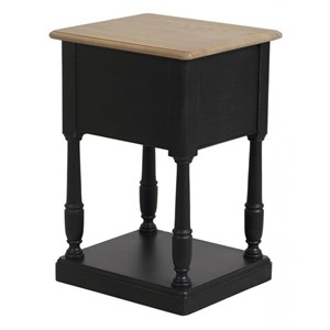 Table de chevet 2 tiroirs bois noir -