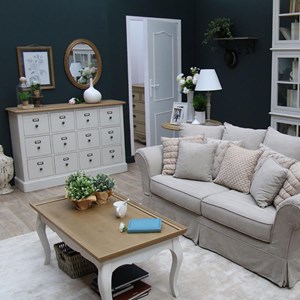 Table basse rectangulaire bois blanc -