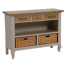 Meuble bas de rangement bois gris -
