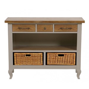 Meuble bas de rangement bois gris -