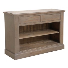 Buffet bas 2 tiroirs ouvert bois marron