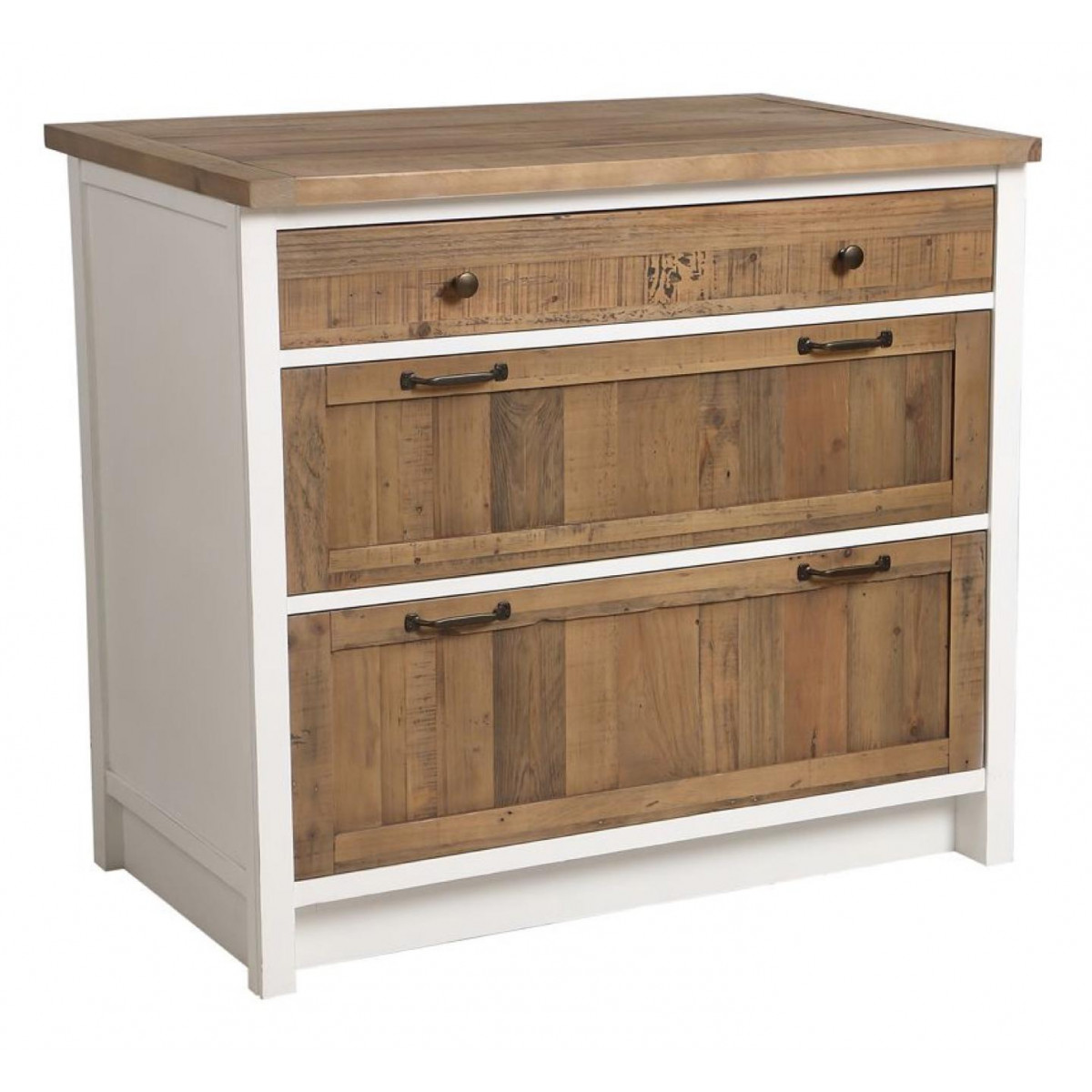 Buffet 4 portes 2 tiroirs 160x42x80 cm décor blanc et naturel - ALBA