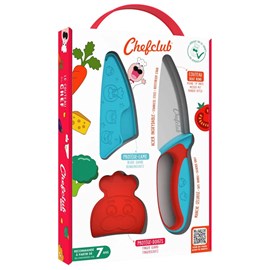 Couteau enfant bleu et rouge - chefclub