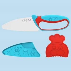 Couteau enfant bleu et rouge - chefclub
