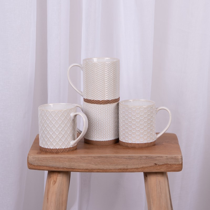 Lot de 4 mugs jaspe 35 cl beige