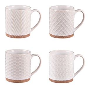 Lot de 4 mugs jaspe 35 cl beige