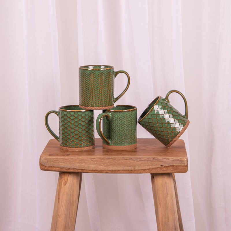 Lot de 4 mugs jaspe 35 cl