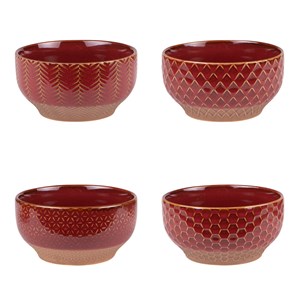 Lot de 4 coupelles jaspe rouge 12 cm