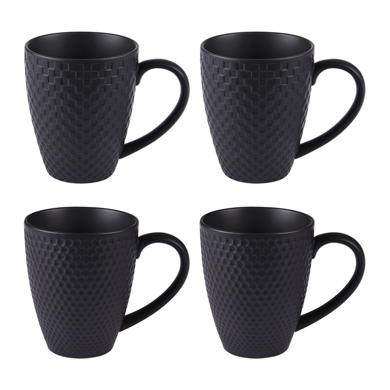 Coffret de 4 mugs snow black mat 35 cl