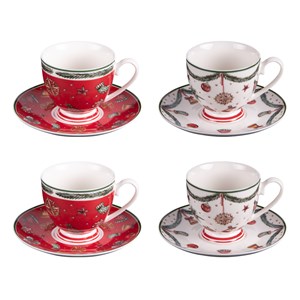 Lot de 4 tasses et sous tasses à thé bel