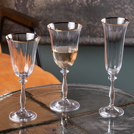 Boîte de 6 verres à pied angela filet or