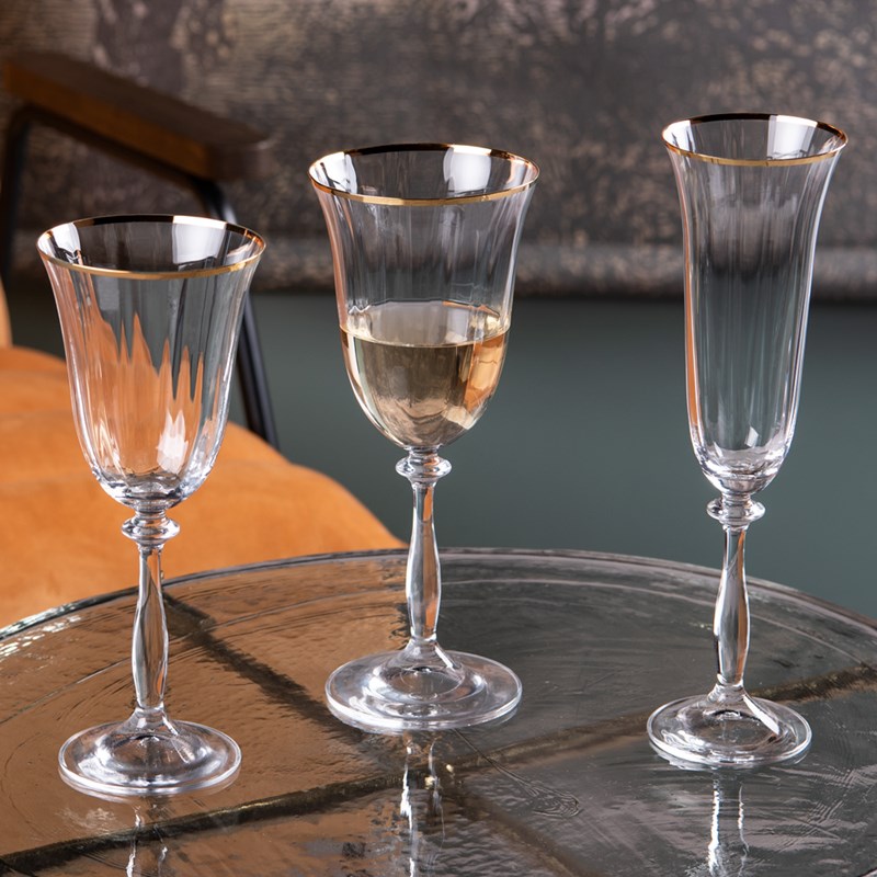 Boîte de 6 verres à pied angela filet or