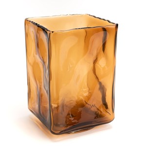 Vase onda carré 22 cm ambre