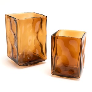 Vase onda carré 22 cm ambre
