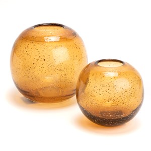 Vase boule paillette ambre 15 cm