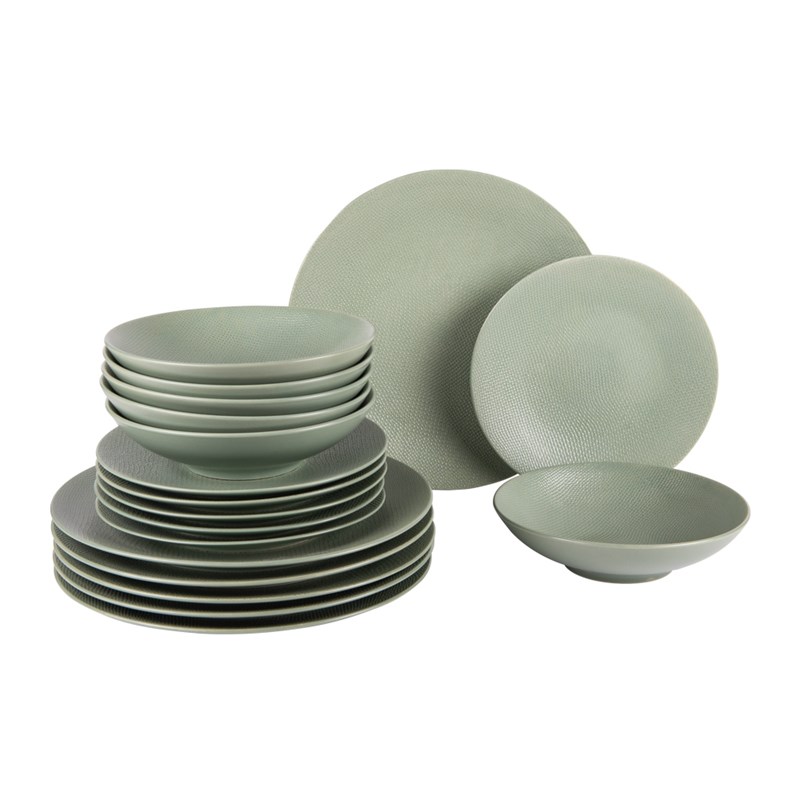 Lot d'assiettes vésuvio vert sauge 18 pi