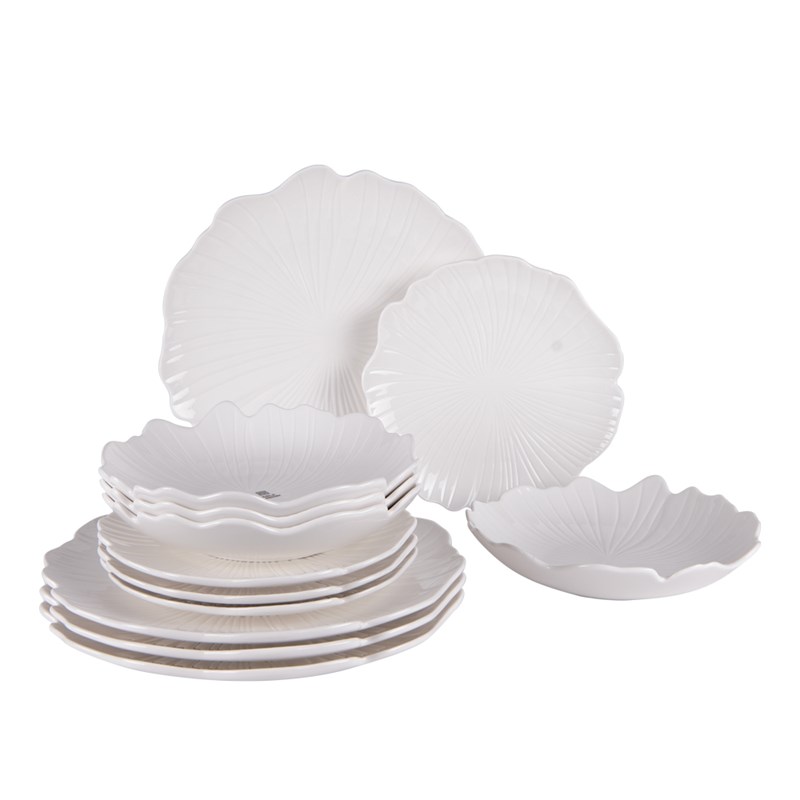 Lot d'assiettes ginkgo 12 pièces