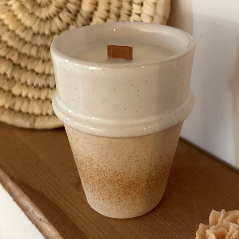 Voyage Immobile - Bougie végétale - tasse wabi beige -