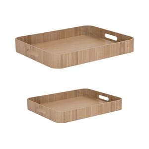 Set de 2 plateaux rectangles bois nature