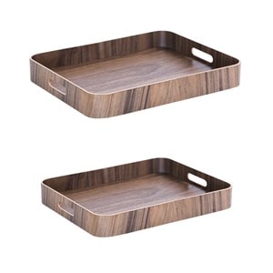 Set de 2 plateaux rectangles brun