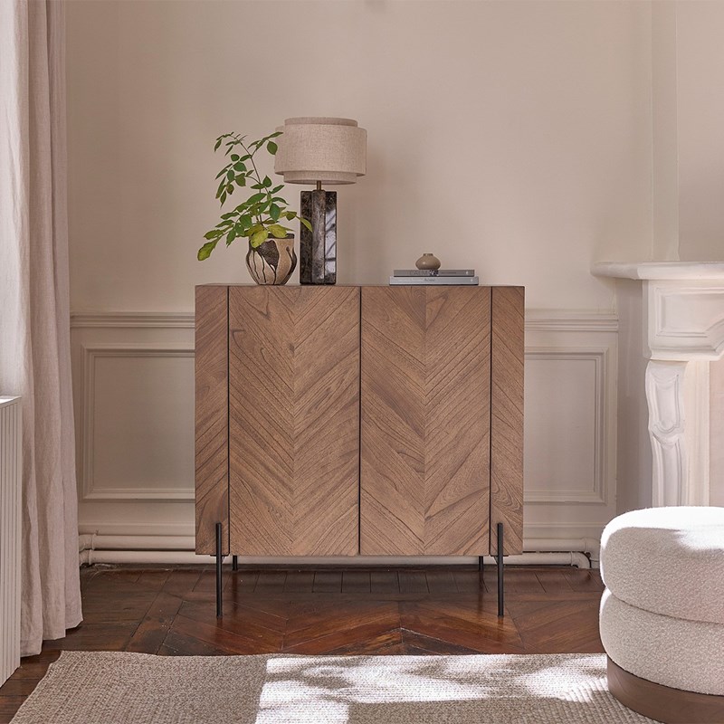 Meuble bar bois massif et métal