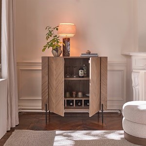 Meuble bar bois massif et métal