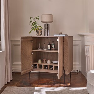 Meuble bar bois massif et métal