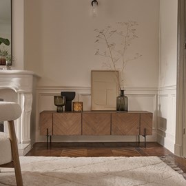 Meuble tv en mindi et métal 160 cm