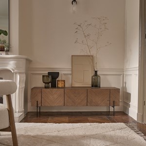 Meuble tv en mindi et métal 160 cm