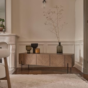 Meuble tv en mindi et métal 160 cm