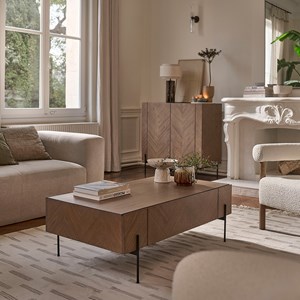 Table basse en mindi et metal 120 cm