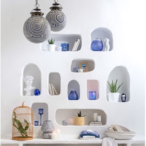 Cache-pot en poterie effet ciment blanc