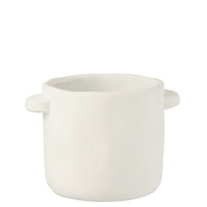 Cache-pot en poterie effet ciment blanc