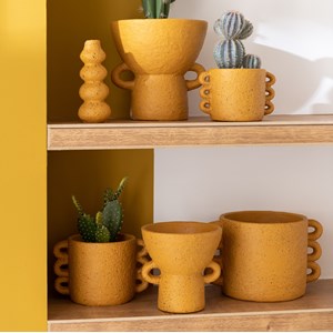 Cache-pot en poterie ocre d14*h13cm