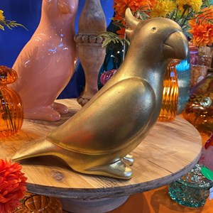 Décoration à poser cacatoès en céramique doré