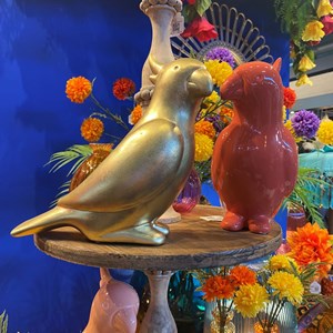 Décoration à poser cacatoès en céramique doré