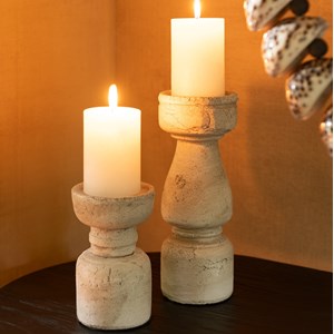 Bougeoir en terre cuite coloris beige