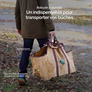 Sac à bûches imperméable marron