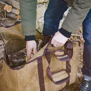 Sac à bûches imperméable marron