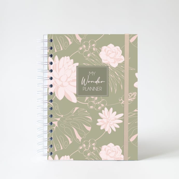BLESWIN Agenda Semainier Non Daté A5 Cuir Violet - Organiseur Objectifs Et Journal 14,5x21,5 Cm