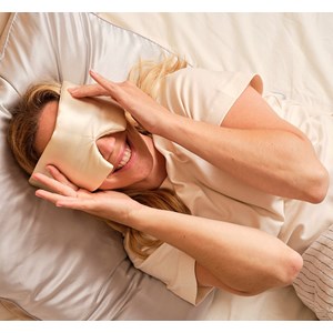 Masque de nuit bandeau en soie champagne