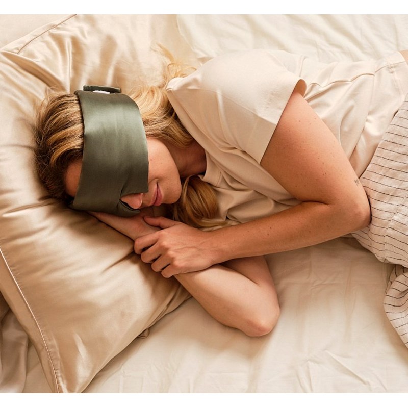 Masque de nuit bandeau en soie vert
